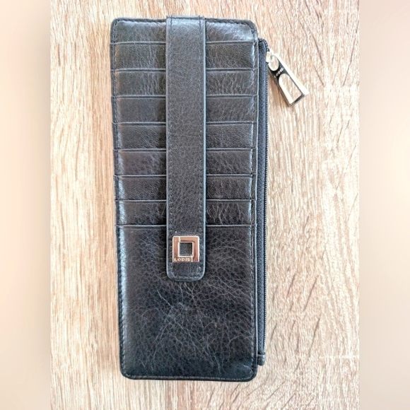 LODIS Julia Long Stacker Organizer Black Leather ID Card Wallet RFID - Picture 1 of 5